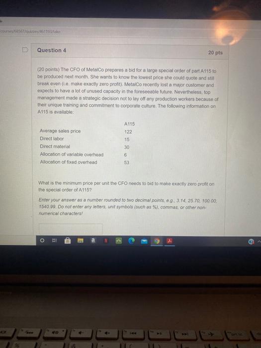  + Th Thu | Question 4 20 pts (20 points) The