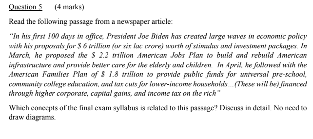 Question 5 (4 marks) Read the following passage from a newspaper