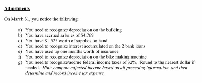  Accounting cycle help- make a trial balance and adjustments based on