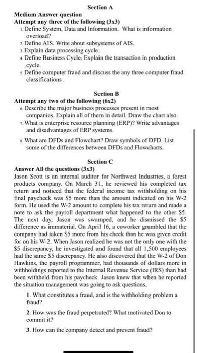  Section A Medium Answer question Attempt any three of the following