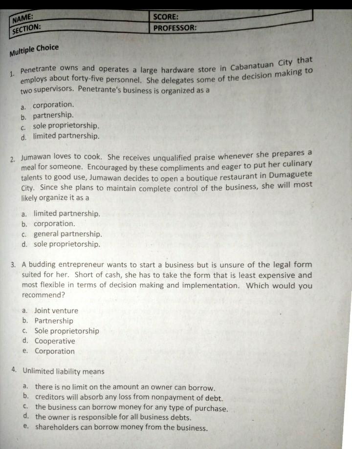 1. Penetrante owns and operates a large hardware store in Cabanatuan