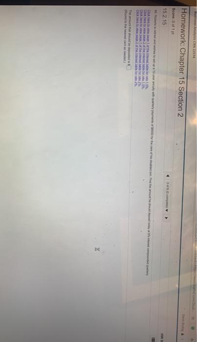  Business Analysis CAN 22574 HW Homework: Chapter 15 Section 2 Score: