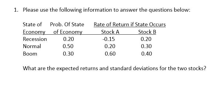 PLEASE ANSWER THIS USING PAPER AND PENCIL AND NOT EXCEL. THANK YOU