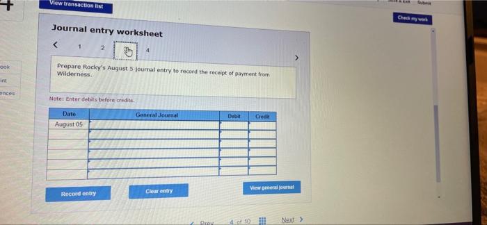 Various tours that Wilderness sells Rocky receives $2.400 per tour day, and