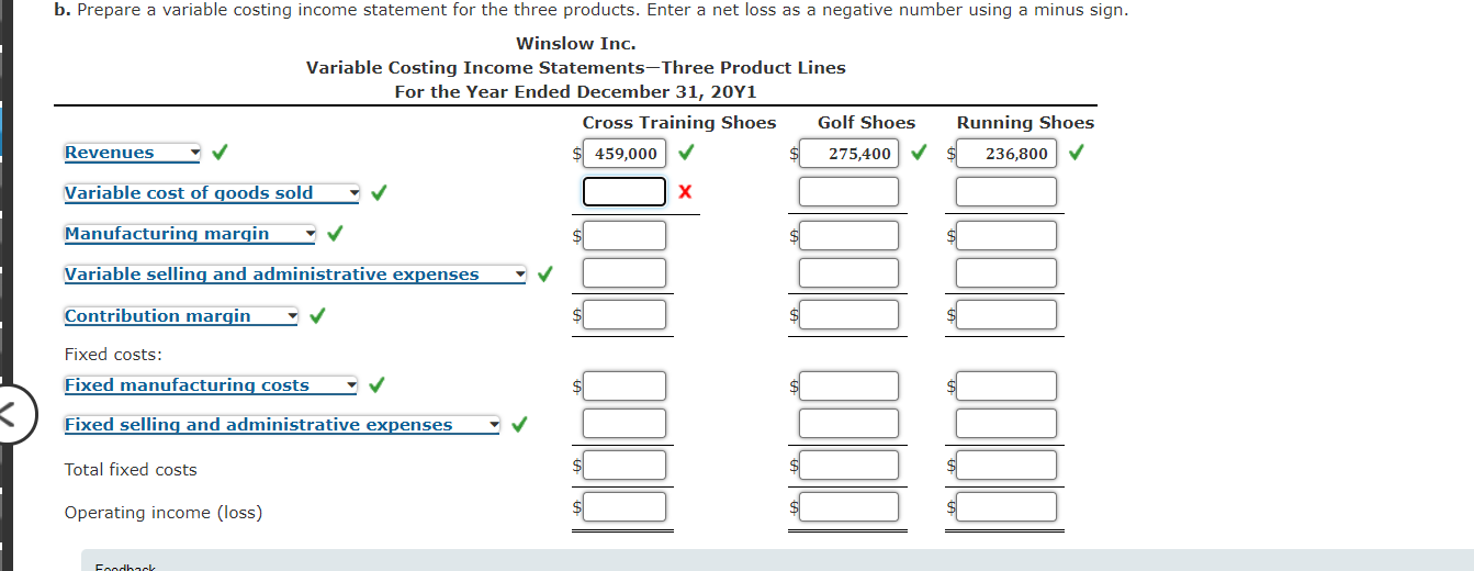 the absorption costing method for the three shoes are as follows: Winslow