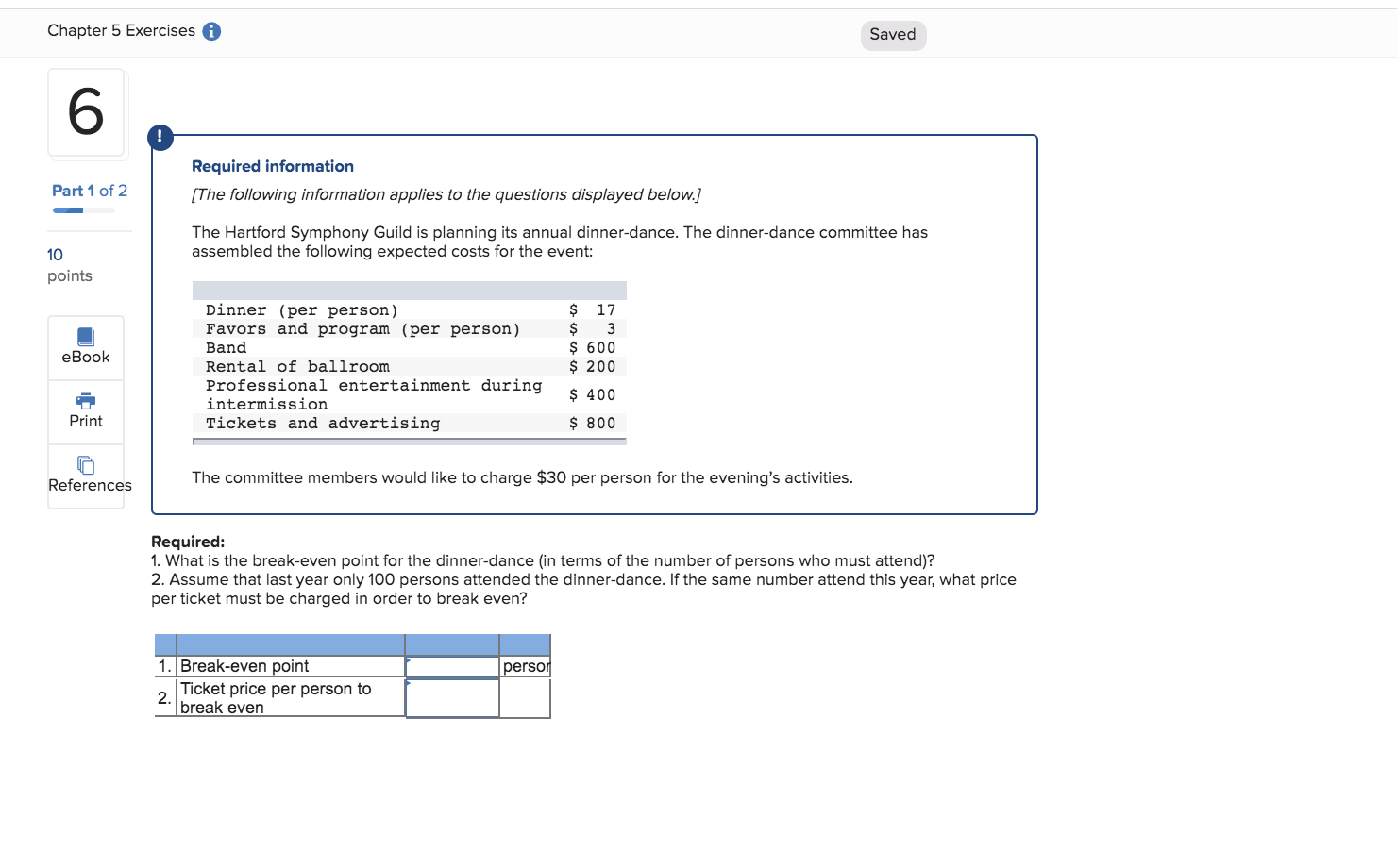  Chapter 5 Exercises i Saved Required information [The following information applies