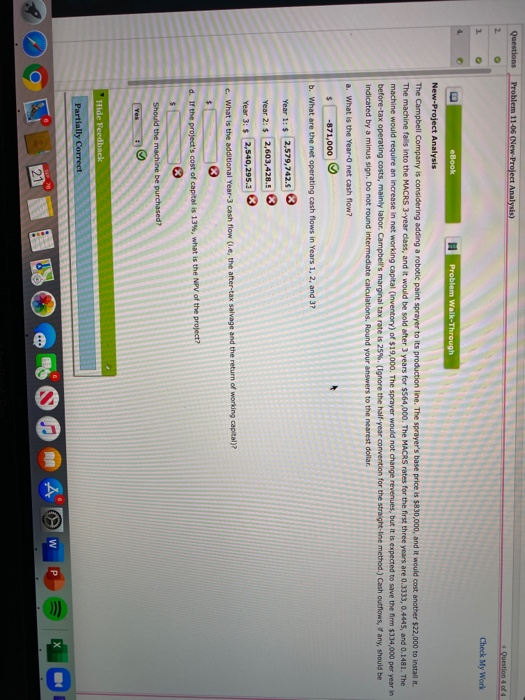  Questions Problem 11-06 (New Project Analysis) Question 404 2 3. Check