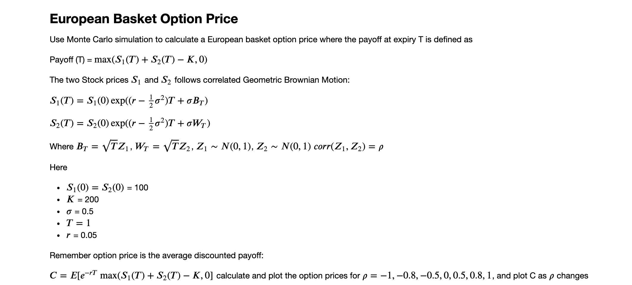 This is a .ipynb file, please fill out the function of basket_option