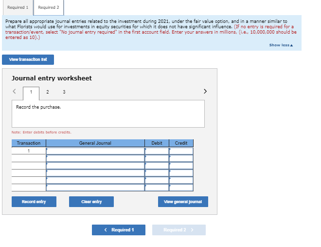 Exercise 12-27 (Algo) Falr value optlon; equlty method Investments [LO12-6, 12-8] As