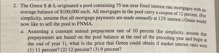 please dont use excel 2. The Green S & L originated a