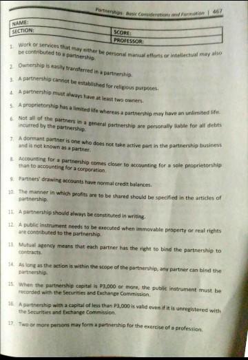  TRUE OR FALSE Partners Consideren Fur I 667 work or services