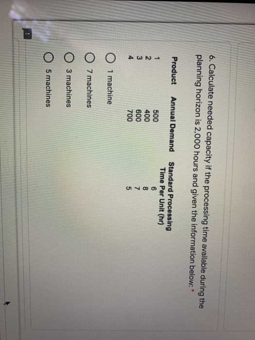  6. Calculate needed capacity if the processing time available during the
