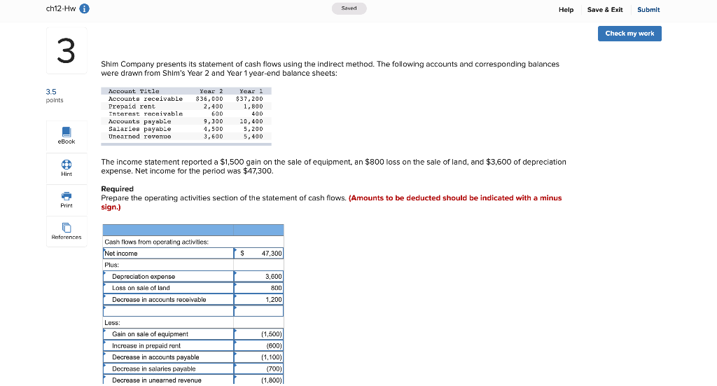  ch12-Hw Saved Help Save & Exit & Submit Check my work