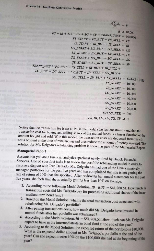 Problem: Portfolio Optimization with Transaction Costs (Hauck Financial Services),Thank you Hauck Financial