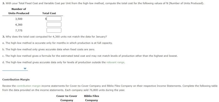 following cost data, and wants your help in determining the cost behavior.