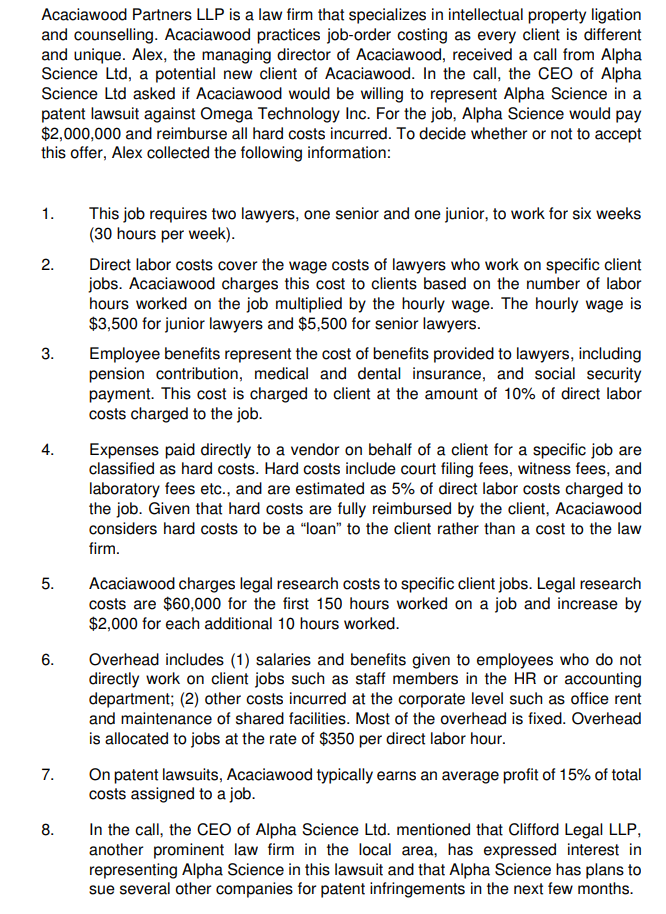  Identify the factors that Alex should consider when deciding whether or