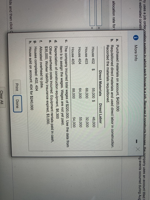  ry uses a job order casting system in which each house