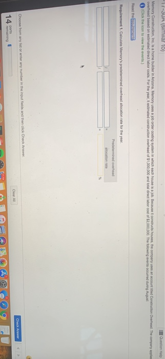 the company uses an account titled ng events occurred during Aug allocation