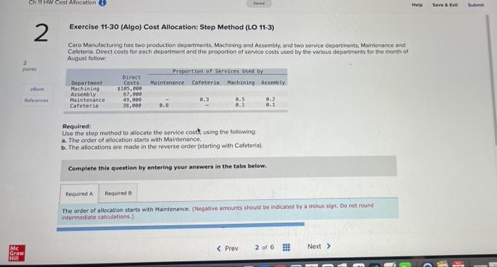  Chi HW Cost Alocation Help Save & Exit Sum Exercise 11-30