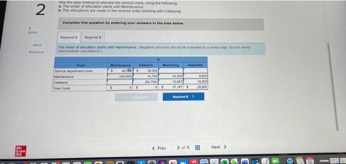 (Algo) Cost Allocation: Step Method (LO 11-3) 2 2 ports Caro Manufacturing