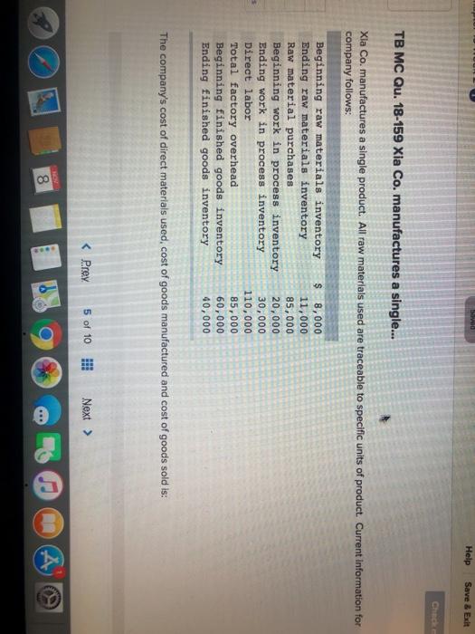 5 Help Save & Exit Chack TB MC Qu. 18-159 Xia Co.