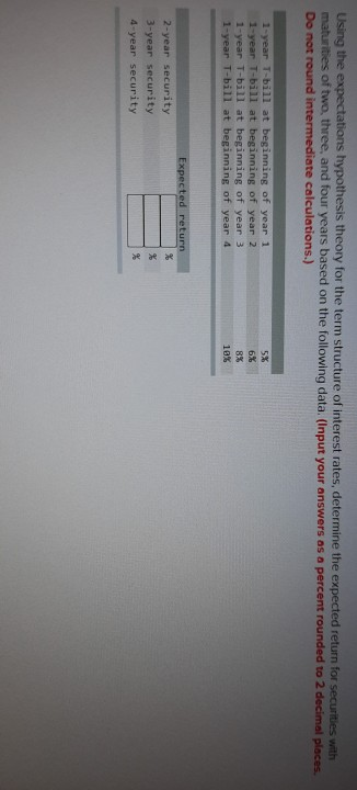  Using the expectations hypothesis theory for the term structure of interest