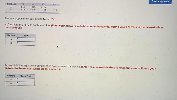  Check my work Machine A 3 CO -115 -75 C2 +125