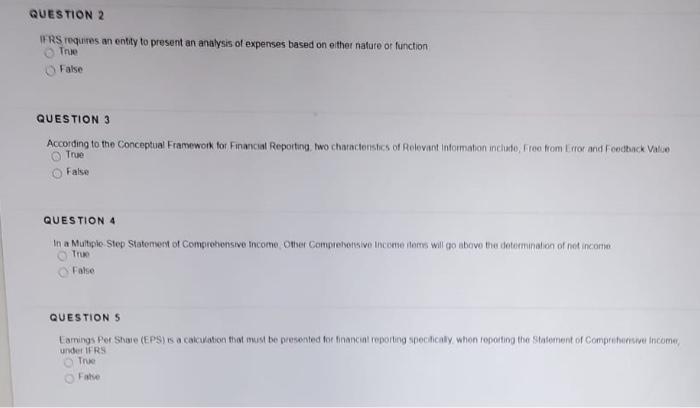  QUESTION 2 IFRS requires an ently to present an analysis of