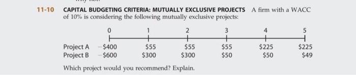projects with the following cash flows (in millions): 0 1 2 3