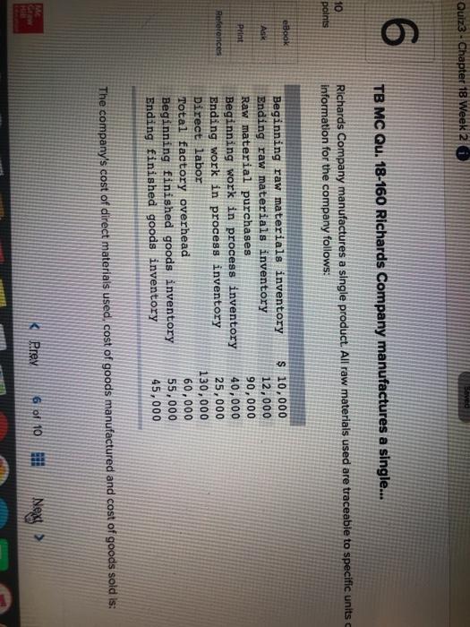 6 ved Quiz3 - Chapter 18 Week 2 6 TB MC Qu.