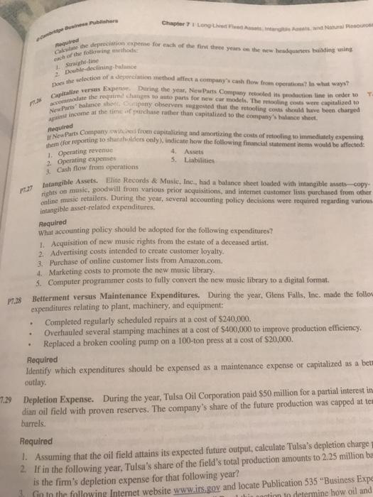 Answer P 7.27 only Puber Chapter Long An Natural Po Chat the