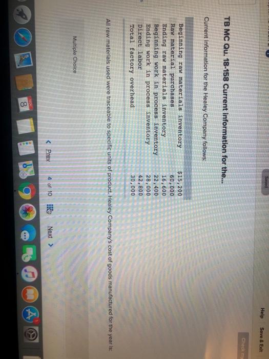 4 Saved Help Save & Exit TB MC Qu. 18-158 Current information