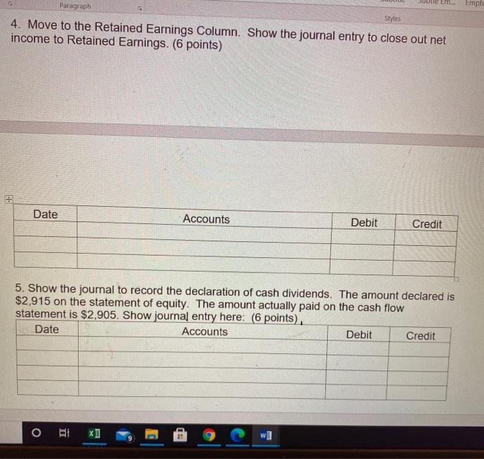 3. Start with the Capital Stock and Capital in Excess of Par