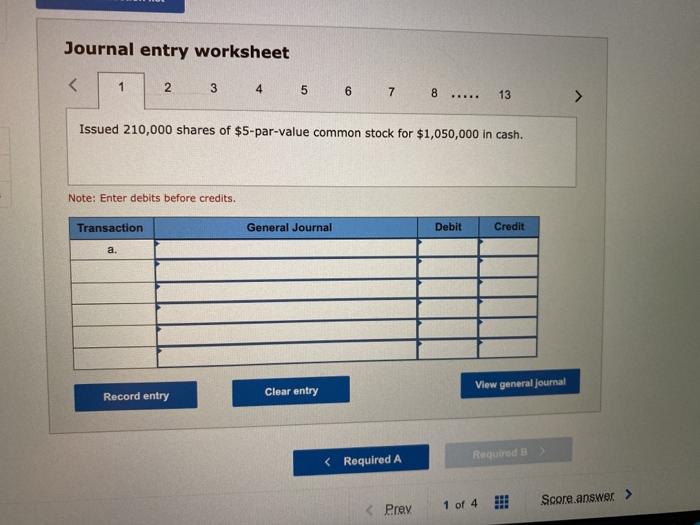 of operations at Kissick Co. a. Issued 210,000 shares of $5-par-value common