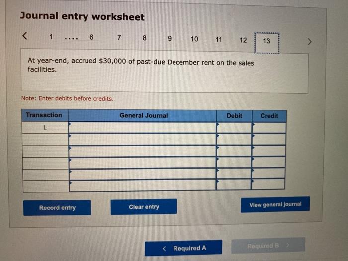 during the year for credit sales previously recorded. k. At year-end, accrued