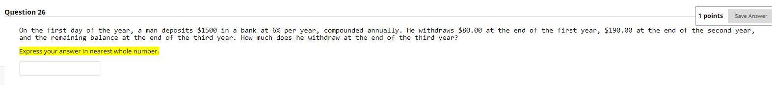 Question 26 1 points Save Answer On the first day of
