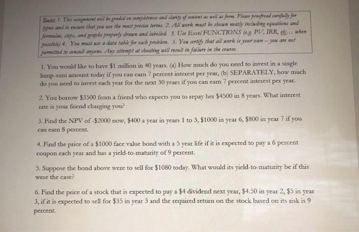 in excel Thank you! 5. Suppose the bond above were to sell