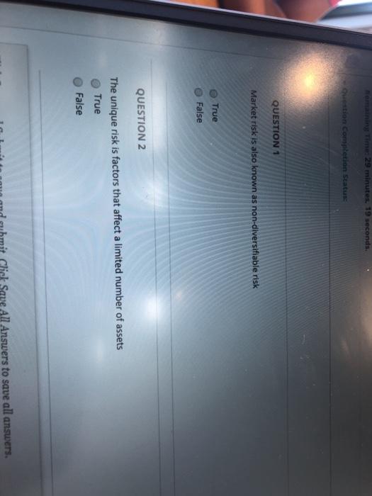  em Time: 29 minutes. 19 seconds Gestion completion Status QUESTION 1