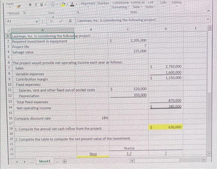 Is considering a new project and has provided the detalls of the