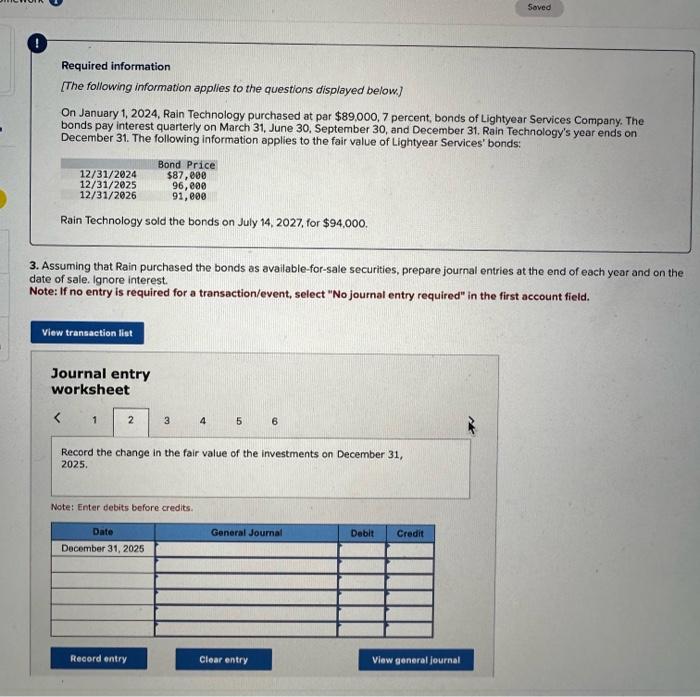 questions displayed below.] On January 1, 2024, Rain Technology purchased at par