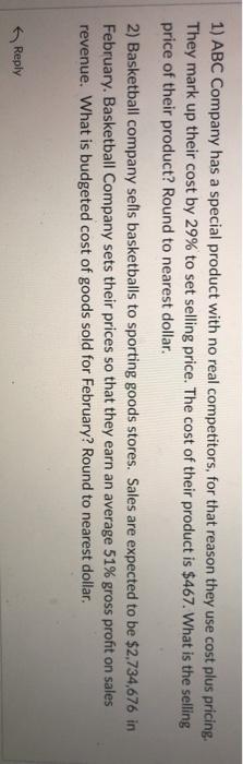 answer question 1 and 2. 1) ABC Company has a special product