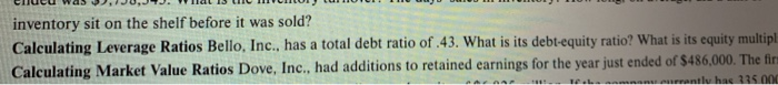  inventory sit on the shelf before it was sold? Calculating Leverage