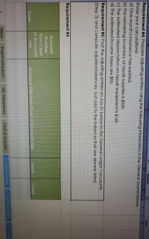 Number Styles G D Requirement #4: Prepare adjusting entries using the