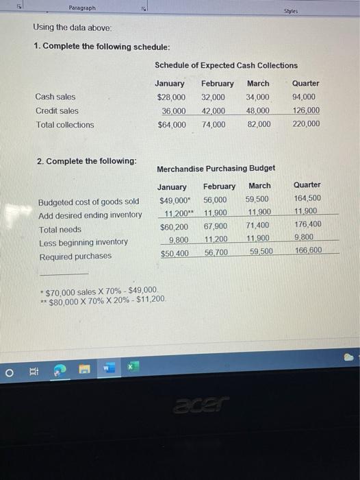 operations of Lim Corporation, a wholesale distributor of consumer goods Current assets