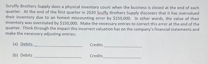  Scruffy Brothers Supply does a physical inventory count when the business