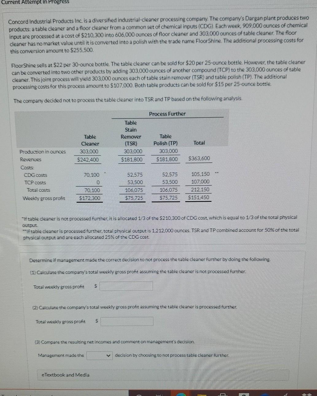  Last question for the week. Current Attempt in Progress Concord Industrial