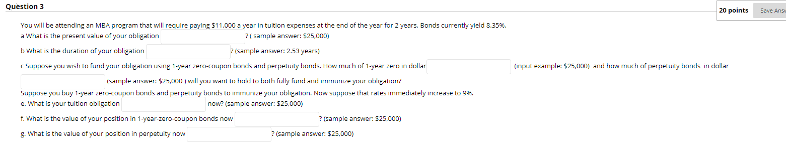  Question 3 20 points Save Ansv You will be attending an