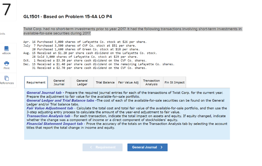  7 GL1501 - Based on Problem 15-4A LO P4 Twist Corp.