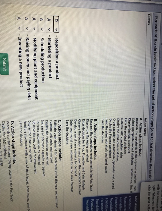  with the correspond For each of the six basic tactics, select