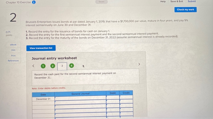 Chapter 10 Exercise A Help Save & Exit Submit Check my